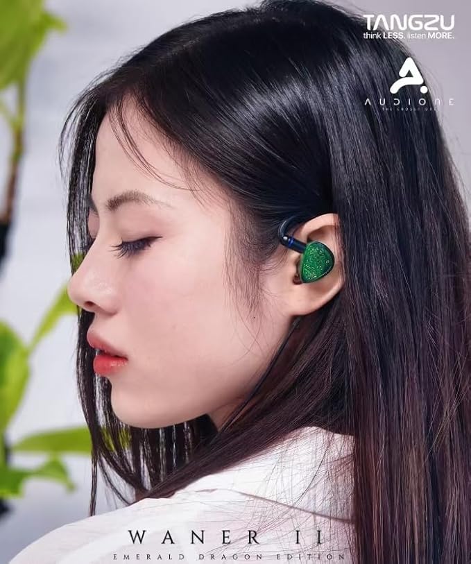 TANGZU Wan'er S.G II Emerald Dragon in Ear Monitor, Gaming IEM Earphones, HiFi Wired Earphones with 10mm PET Diaphragm Dynamic Driver, Flat 0.78mm 2-pin Tangle-Free Detachable Cable (Type C with Mic)