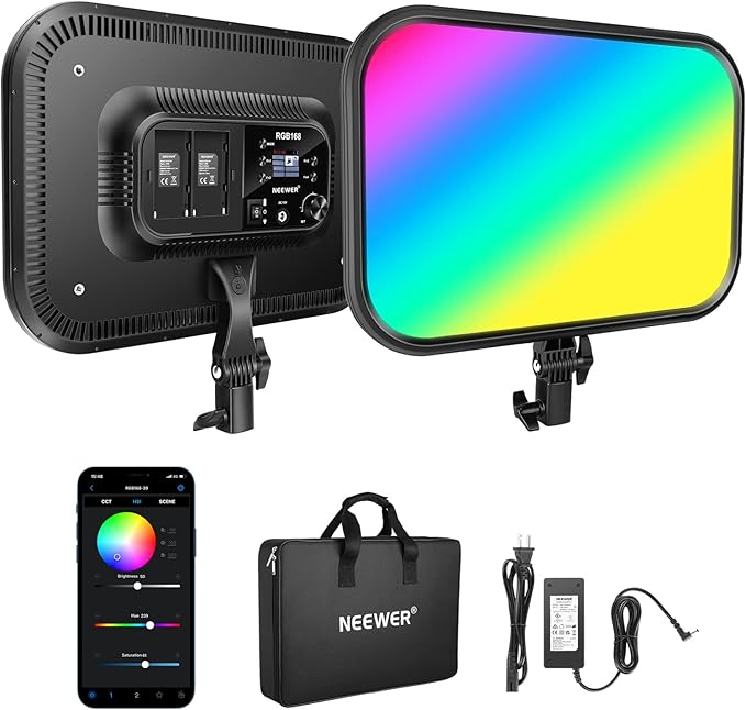 NEEWER 18.3" RGB LED Video Light Panel with APP Control, 360°Full Color, 1 Pack 60W Dimmable 2500K~8500K RGB LED Panel CRI/TLCI 97+ with 17 Special Scenes Effect for Game YouTube Zoom Photography