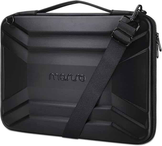 MOSISO 15-15.6 inch Hard Shell Laptop Sleeve Shoulder Bag, Waterproof Shockproof Protective Symmetrical Trapezoid EVA Computer Bag Carrying Case Compatible with MacBook Pro 16, HP, Dell Notebook,Black