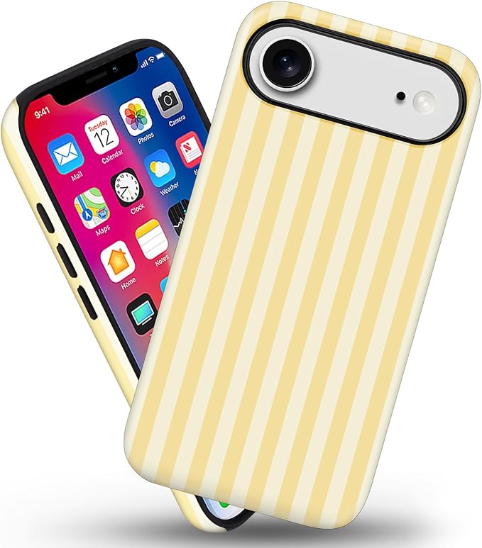 Magnetic for iPhone 17 Air Case Cute Stripes Phone Case, Shockproof Slim TPU and Hard PC Protective Phone Cover Compatible with MagSafe Designed for Women Girls, Pink and White