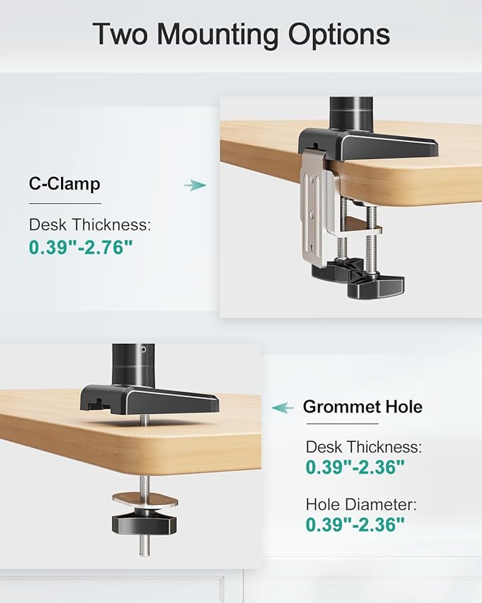 MOUNT PRO Ultrawide Single Monitor Arm for 22"- 42" Screens, Monitor Desk Mount Stand Holds up to 33 lbs, Heavy Duty Fully Adjustable Gas Spring Desk Mount, VESA Mount with Clamp/Grommet Base