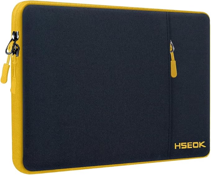 Hseok Laptop Sleeve 15.6 16 inch Case Compatible with MacBook Neo 16, MacBook Pro 16" M5/M4/M3/M2/M1, MacBook Air Pro 15", XPS 16, Most 15" 15.6" 16" Notebooks,Black&Yellow