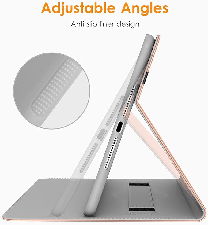 DTTO for iPad 9.7 Inch 5th/6th Generation 2018/2017 Case with Apple Pencil Holder, Premium Leather Folio Stand Cover Case for Apple iPad 9.7 inch, Also Fit iPad Pro 9.7/Air 2/Air - Rose Gold