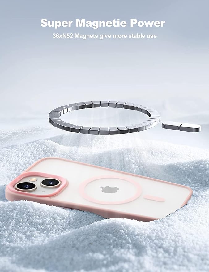 Tigowos for iPhone 15 Plus&iPhone 14 Plus Phone Case Fits MagSafe 10FT Drop Resistant Matte Skin Feeling Back Cover for iPhone 15 Plus&iPhone 14 Plus Case, Pink