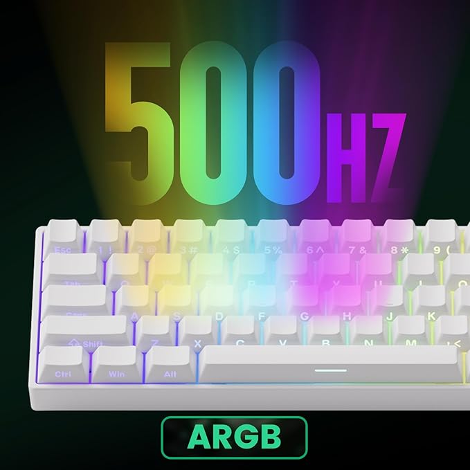MONSGEEK FUN60 Pro Rapid Trigger Gaming Keyboard 8k SP Magnetic Switch HE Keyboard Multi-Modes Wireless 60% White Shine-Through (Glare Magnetic Switch)