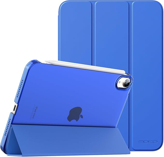 MoKo for iPad mini 7 (A17 Pro) Generation Case 2024, iPad mini 6 Case 2021, 8.3-inch Slim Lightweight Protective Hard Back PC Shell Stand Cover Support Touch ID, Auto Wake/Sleep, Cobalt Blue