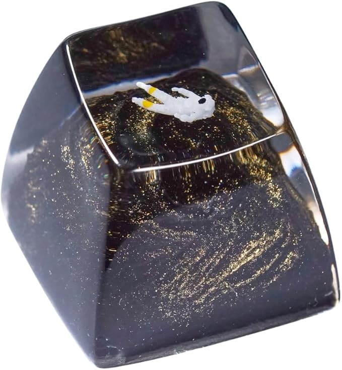 Gold Galaxy Astronaut Artisan Keycap R1 SA Profile Custom Astronauts Keycaps 1U ESC Space Explorer Handmade Gaming Resin Key Cap Cherry MX Switch Compatible Mechanical Keyboard Space Lover Gift