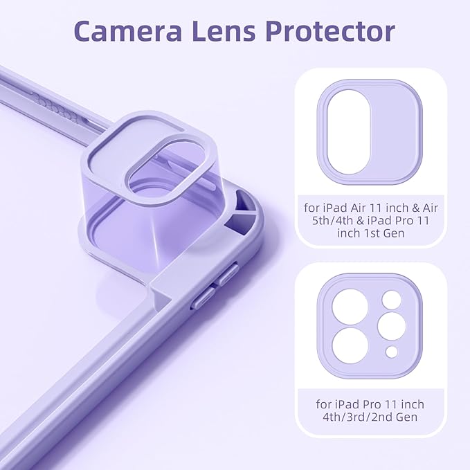 Wenlaty for iPad Air 11 inch Case (M4/M3/M2) & Air 5th/4th Generation Case 10.9 inch,for iPad Pro 11 inch 4/3/2/1 Gen,360° Rotating, Detachable Magnetic Back, Pencil Holder, Auto Sleep/Wake,Lavender