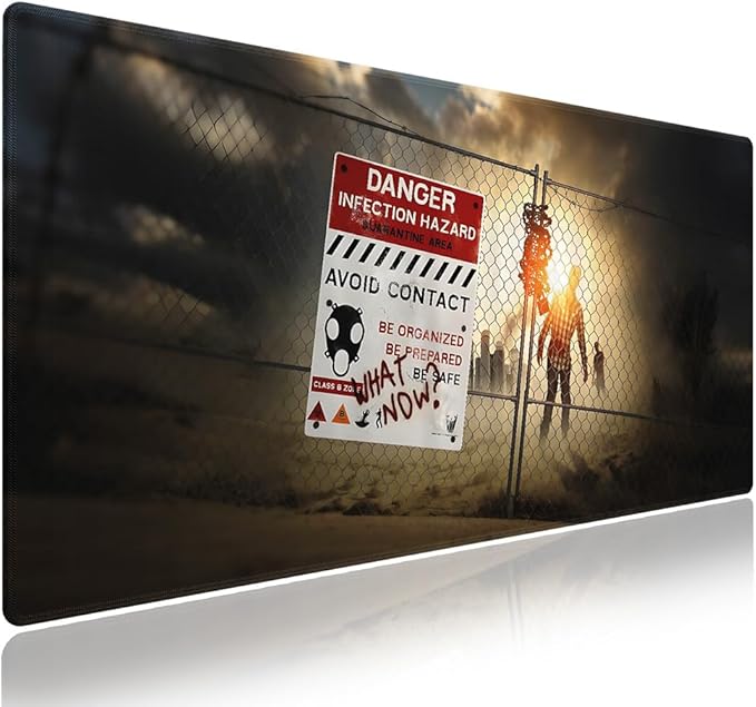 Extra Large Gaming & Office Mouse Pad (31.5" x 11.8") with Durable Stitched Edges – Zombie Dead Man Walking in Dark Danger Scary Scene Halloween Infection Design, Extended XXL Desk Mat