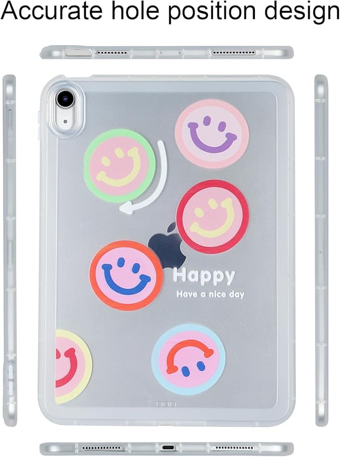 for iPad Pro 12.9 inch Case 6th/5th/4th/3rd Generation (2022/2021/2020/2018) Frosted Translucent Clear Slim Lightweight Cover Soft TPU Back Shockproof Silicone Shell,Smiling Happy Smile Face