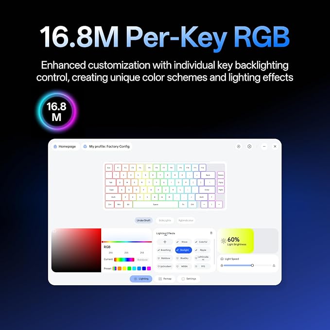 Rapoo V700DIY-75 Wireless Mechanical Keyboard, BT5.0 + 2.4GHz, Hot Swappable Custom Gaming Keyboard, Speed Silver Linear Switch, 16.8M Per-Key RGB, Gasket Mount, Creamy Sound, Full NKRO Anti-Ghosting