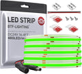 BTF-LIGHTING FCOB COB LED Strip Green Color 480LED/m 16.4FT DC24V Flexible High Density Uniform Light 8mm Width Bright Dimmable for Home Indoor Decor(No Adapter or Controller)