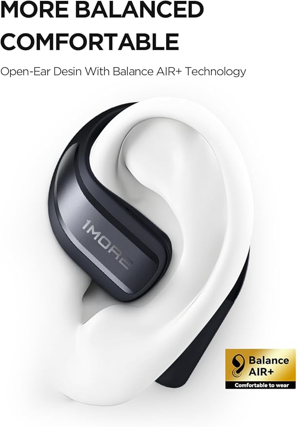 1MORE S70 Open Ear Earbuds Wireless Bluetooth, 40H Battery IPX5 Waterproof, Comfortable Lightweight Headphones for Running Gym Sports, App Control, Clear Calls, Black