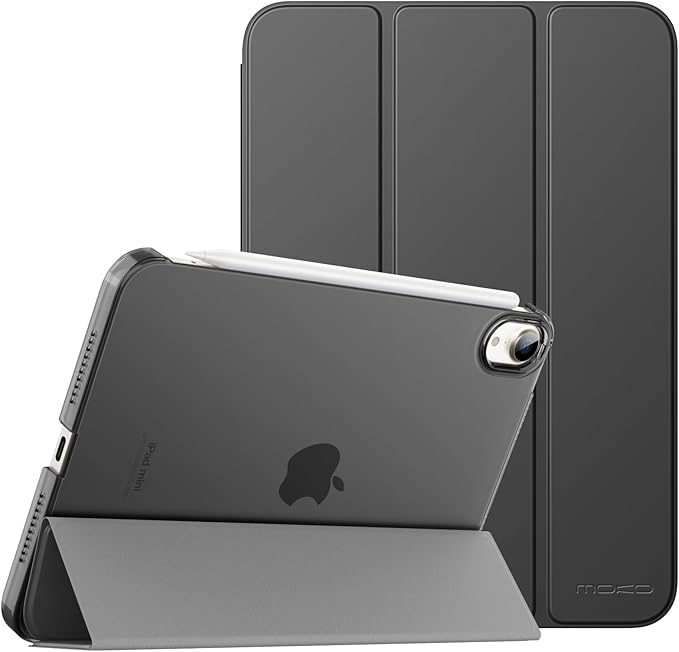 MoKo for iPad mini 7 (A17 Pro) Generation Case 2024, iPad mini 6 Case 2021, 8.3-inch Slim Lightweight Protective Hard Back PC Shell Stand Cover Support Touch ID, Auto Wake/Sleep, Space Gray