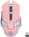Bluetooth Wireless Gaming Mouse, RGB Rechargeable USB Wireless Mouse, Quiet Click, LED Backlit, Ergonomic, with Side Button, DPI Adjustable Computer Mice for Laptop PC MacBook Chromebook - Pink