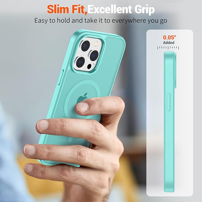 SUPFINE Magnetic for iPhone 12 Pro Max Case (Compatible with MagSafe) (Military Grade Drop Protection) Translucent Matte Shockproof with Anti-Fingerprint Phone Case,Blue Green