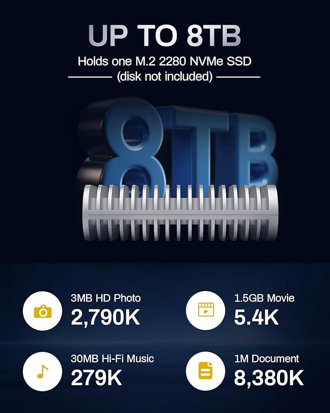 TERRAMASTER D1 SSD Plus 40Gbps M.2 NVMe SSD Enclosure - Aluminum M.2 Enclosure USB Type-C, Compatible with USB 4/3.2/3.1/3.0/2.0, Thunderbolt 5/4/3, Mobile App for Data Backup Included (Diskless)
