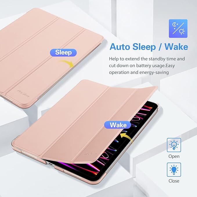 ProCase Smart Case for iPad Pro 12.9 2022/2021/2020/2018, Slim Stand Hard Back Shell Smart Cover for iPad Pro 12.9" 6th Gen/5th Gen/4th Gen/3rd Gen -Rosegold
