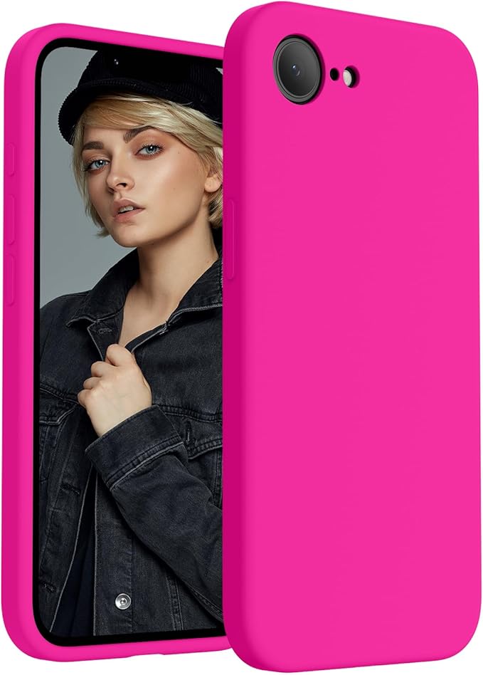 FireNova Magnetic for iPhone 17e Case/iPhone 16e Case, Compatible with MagSafe, [Silicone Camera Protection] Microfiber Lining Phone Case, 6.1", Hot Pink