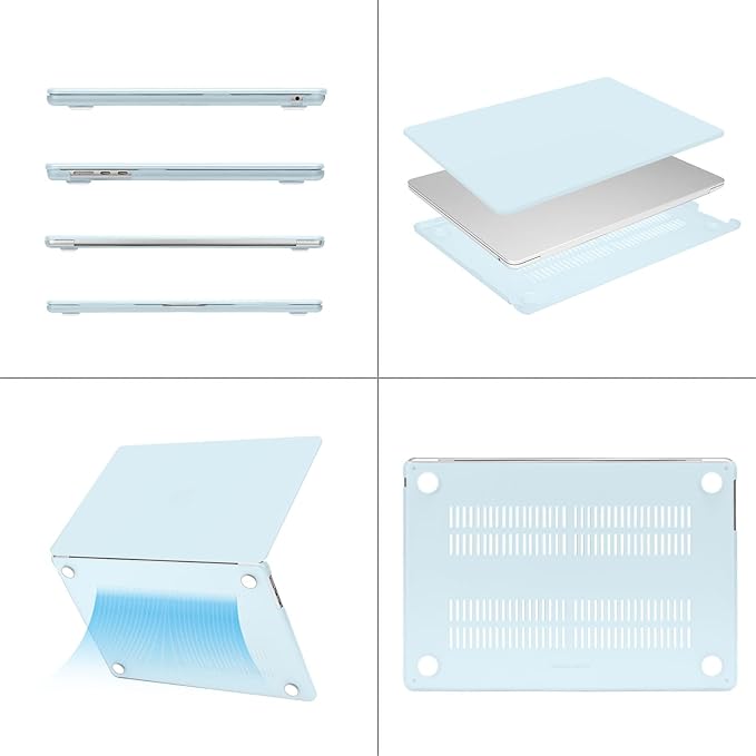 MOSISO Scratch-Resistant Case Compatible with MacBook Air 15 inch M5 2026 M4 2025 M3 M2 2024 2023 A3448 A3241 A3114 A2941, Protective Hard Shell&Keyboard Cover&ScreenFilm&Storage Bag, Cloud Blue