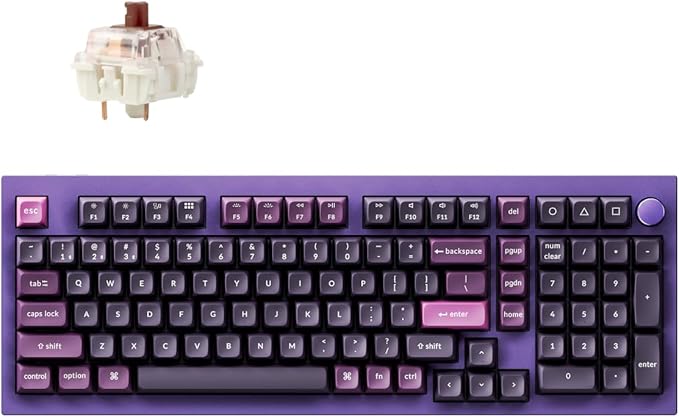 Keychron Q5 Pro Wireless QMK/VIA Mechanical Keyboard, Full Customizable 96% Layout with Programmable Knob, Hot-swappable K Pro Brown Switch Compatible with Mac Windows Linux - Purple