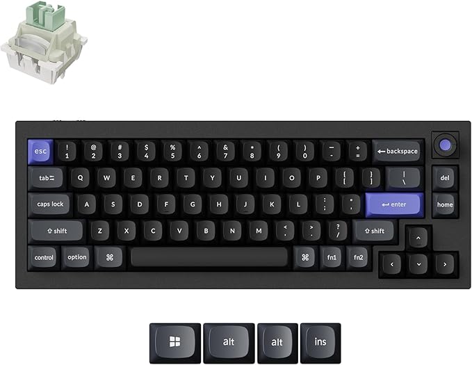 Keychron Q2 HE 8K Wired Hall Effect Gaming Keyboard with Magnetic Switches, 65% Layout, Rapid Trigger, Aluminum Body, Adjustable Actuation, Knob, RGB, Compatible with Mac/Windows/Linux – Black