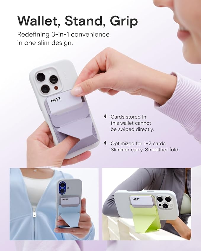 MOFT Magnetic Wallet Stand Compatible with iPhone 17/16/15/14/13/12 Series, Angle Adjustment & Magsafe Compatible MOVAS Phone Stand,Soft Avocado