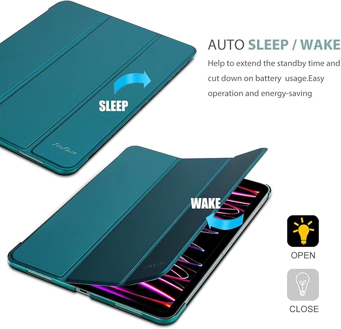 ProCase Smart Case for iPad Pro 12.9 2022/2021/2020/2018, Slim Stand Hard Back Shell Smart Cover for iPad Pro 12.9" 6th Gen/5th Gen/4th Gen/3rd Gen -Emerald