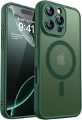CANSHN Magnetic Compatible with iPhone 16 Pro Max Case, Upgraded [Full Camera Protection] [Compatible with Magsafe] [Translucent Matte] Shockproof Protective Phone Case Cover 6.9 Inch - Deep Green