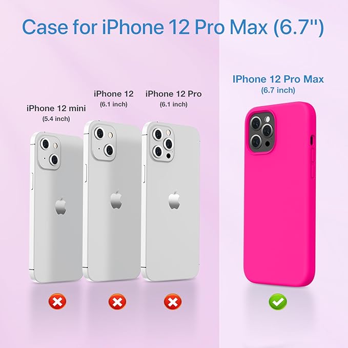 Miracase Compatible with iPhone 12 Pro Max Case, [Soft Anti-Scratch Microfiber Lining], Liquid Silicone Case Gel Rubber Shockproof Drop Protection Phone Case for 12 Pro Max, Hot Pink