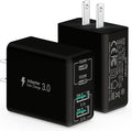 sccvee [2 Pack] USB C Wall Charger, 40W 4-Port USB C Charger Block,Fast Charging Block Dual Port PD+QC Wall Plug Multiport Type C Compatible with iPhone 14/13/12/Pro Max/XS/XR/8,Tablet(Black)