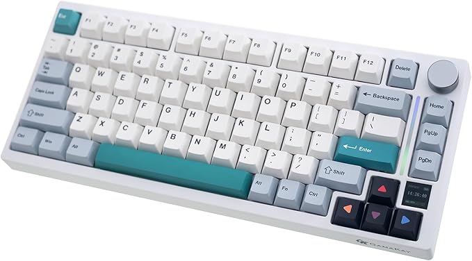 GK GAMAKAY TK75 V2 75% Silent Mechanical Keyboard with TFT Screen, Hot Swap RGB Bluetooth 5.0/2.4GHz Wireless/USB-C Wired PBT Cherry Profile Keycaps Gaming Keyboard (GamaKay Phoenix Switch)