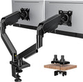 Dual Monitor Stand Adjustable Monitor Desk Mount for 17″–32″ Computer Screens, Full Motion VESA Pattern 75x75/100x100 with C-Clamp & Grommet Aluminum Base, Each Arm Holds 4.4 to 20 lbs HD09B-201
