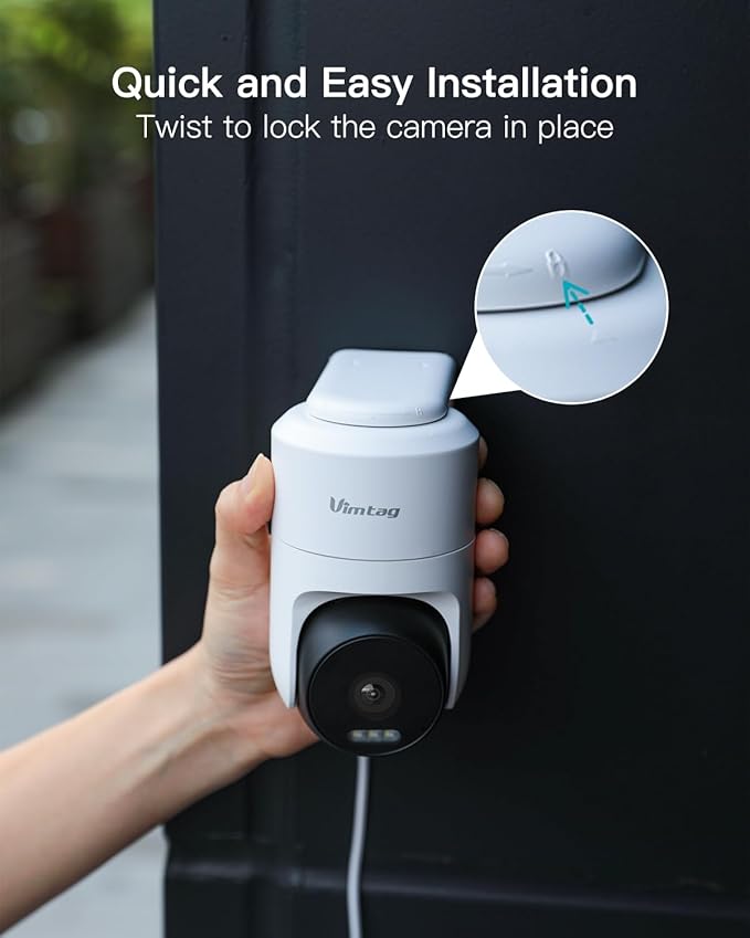 VIMTAG 2.5K 4MP Outdoor Security Camera, Pan/Tilt WiFi Home CCTV Camera, 360° View & Motion Tracking, Color Night Vision, 2-Way Audio, AI Detection Alarm, IP66, Cloud & SD Card Storage, Works w/Alexa