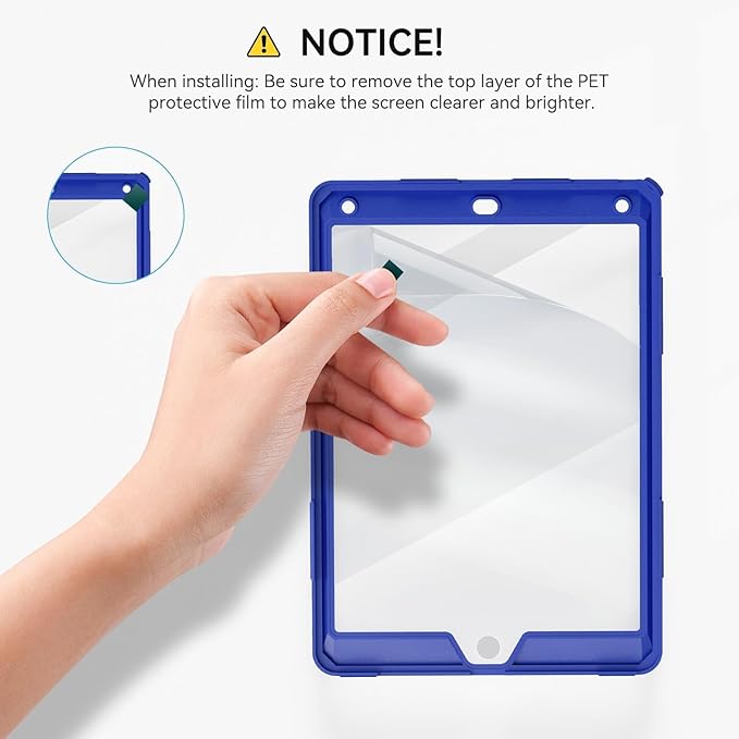 Case for iPad 6th/5th Generation 9.7''inch with Screen Protector Pencil Holder [360 Rotating Hand Strap] &Stand, Drop-Proof Case for iPad 6th/5th/ Air 2/ Pro 9.7 (Black&Blue)