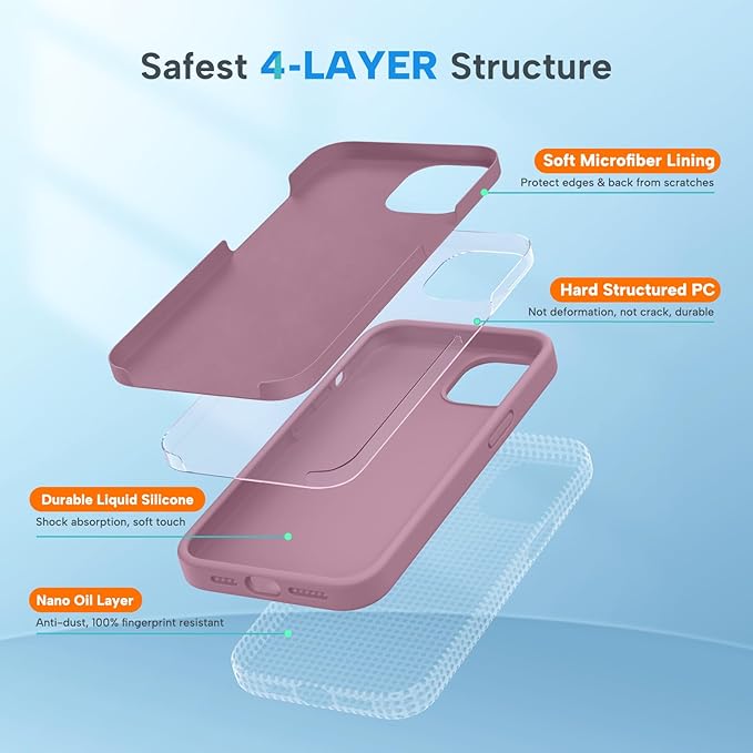 Miracase Designed for iPhone 13 Pro Case, with Tempered Glass Screen Protector, [Soft Anti-Scratch Microfiber Lining], Shockproof Liquid Silicone Phone Case Cover for 13 Pro 6.1 inch, Blackcurrent