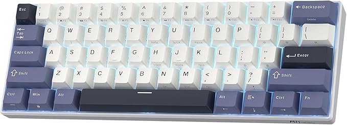 RK ROYAL KLUDGE RK61 Wireless Mechanical Keyboard, 60% Triple Mode BT5.0/2.4G/USB-C Compact Gaming Keyboard, PBT Keycaps, Pro Software, Hot Swappable Custom Switches