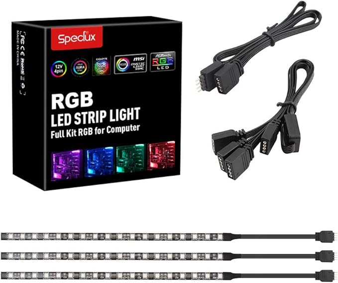 PC RGB Strip - 3pcs 5050 Magnetic PC LED Strip, Computer Case LED Light Strips for M/B with 12v 4pin RGB Header Compatible with Asus Aura Asrock RGB Led Gigabyte RGB Fusion MSI Mystic Light