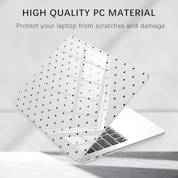 Compatible with MacBook Pro 16 inch Case M5 M4 M3 M2 M1 Pro/Max 2026-2021 A3429 A3428 A3403 A3186 A2991 A2780 A2485, Cute Black Polka Dot Protective Hard Shell Clear Cover