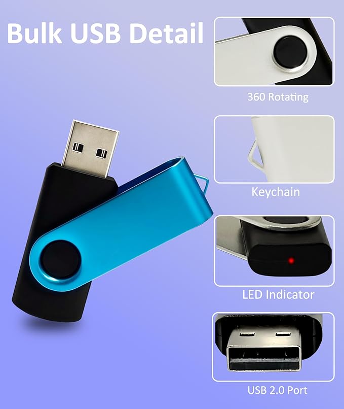 2GB USB Flash Drive 20 Pack, Nicepicten USB 2.0 Thumb Drives Zip Drive USB 2GB Memory Stick Swivel Pendrive Jump Drives Multipack with 20PCS Lanyard for Events Office (Colorful 20Pack 2 GB)