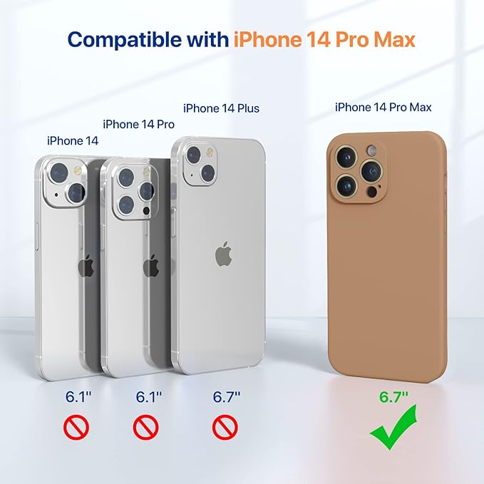 Miracase Designed for iPhone 14 Pro Max Phone Case with Screen Protector,[Upgraded Enhanced Camera Protection],Shockproof Liquid Silicone Case with Microfiber Lining,6.7 inch, Chocolate