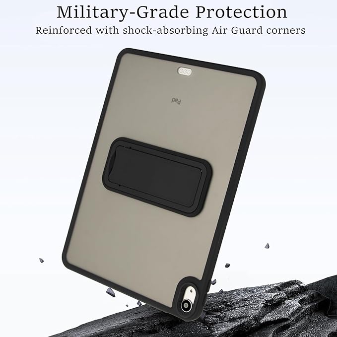Shockproof Case for iPad Air 11-inch M4/M3/M2 (2026/2025/2024) for Women Men, Kickstand Slim Fit Rugged Bumper Lightweight Anti-Scratch Bumper Case Cover for iPad Air 11", Black