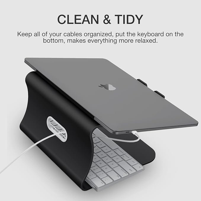 Laptop Stand, Aluminum Notebook Holder Riser Heat-Vent for MacBook Air/Pro, Dell, HP, Lenovo, Microsoft Surface, Samsung 11-16 inches Notebook (Black)