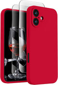 FireNova Designed for iPhone 16 Case, Silicone Upgraded [Camera Protection] Phone Case, Soft Anti-Scratch Microfiber Lining Inside, 6.1 inch, Deep Red