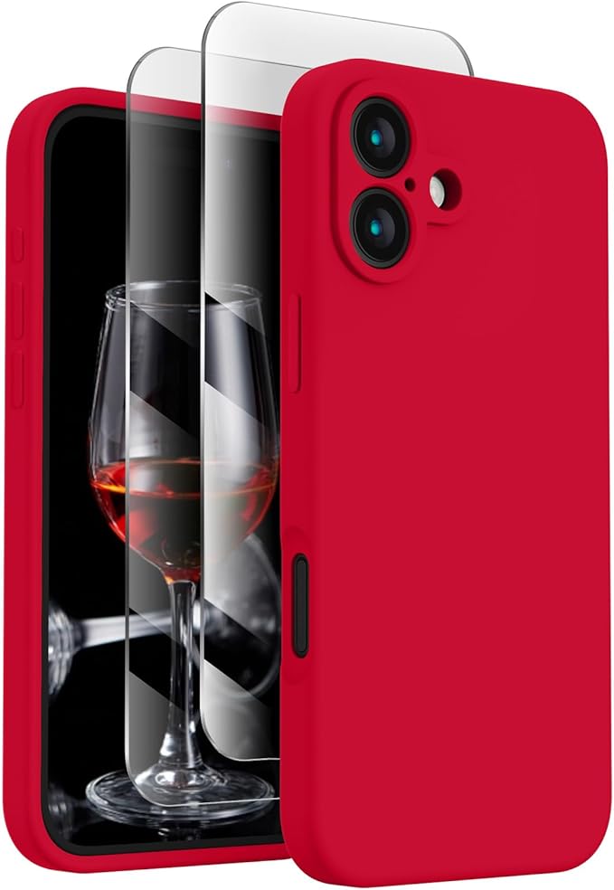 FireNova Designed for iPhone 16 Plus Case, Silicone Upgraded [Camera Protection] Case, Soft Anti-Scratch Microfiber Lining Inside, 6.7 inch, Deep Red