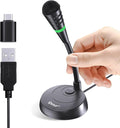 Mic for Mac mini m4, USB C Microphone, Plug &Play Desktop Cardioid Condenser External Small Computer Mic for Laptop, Mute Button, for Windows, MacBook Pro/Air, for Recording, Dictation/Meeting