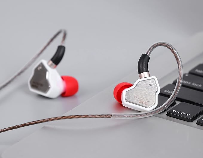 Linsoul 7Hz Salnotes Zero HiFi 10mm Dynamic Driver in-Ear Earphone IEM with Metal Composite Diaphragm Stainless Steel Faceplate Detachable 2Pin OFC Cable (White, Without Mic)