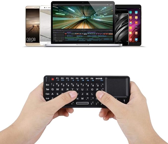 2.4GHz Touchpad Keyboard,A8 Mini Rechargeable Ultra-Thin Mini USB Backlit Keyboard with IR Light for HTPC for /4 for 360 and ONE(QWERTY Keypad)