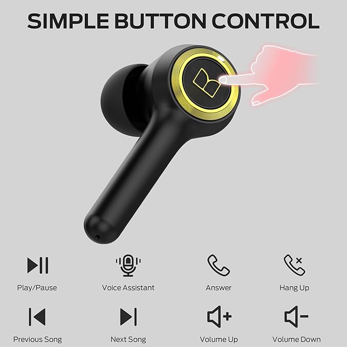 Monster Clarity 102 Plus Wireless Earbuds, Bluetooth Headphones with HiFi Stereo, 4 ENC Mic for Crystal Clear Call, 30H Playtime, Type-C Charging, IPX6 Waterproof in-Ear Ear Buds for Sports (Gold)