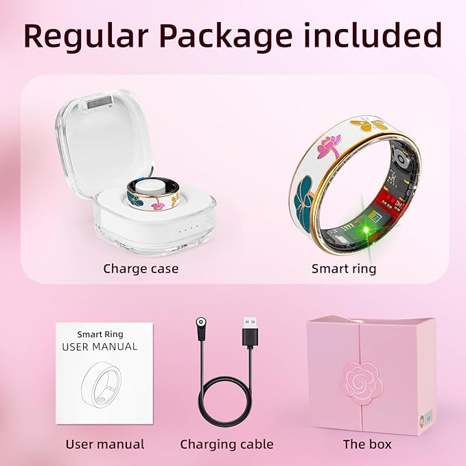 Smart Ring Health Tracker, Men & Women, Featuring a Heart Rate Monitor, Sleep Tracker, 8 Exercise Modes, Step Counter, IP68 Waterproof(White, 9)